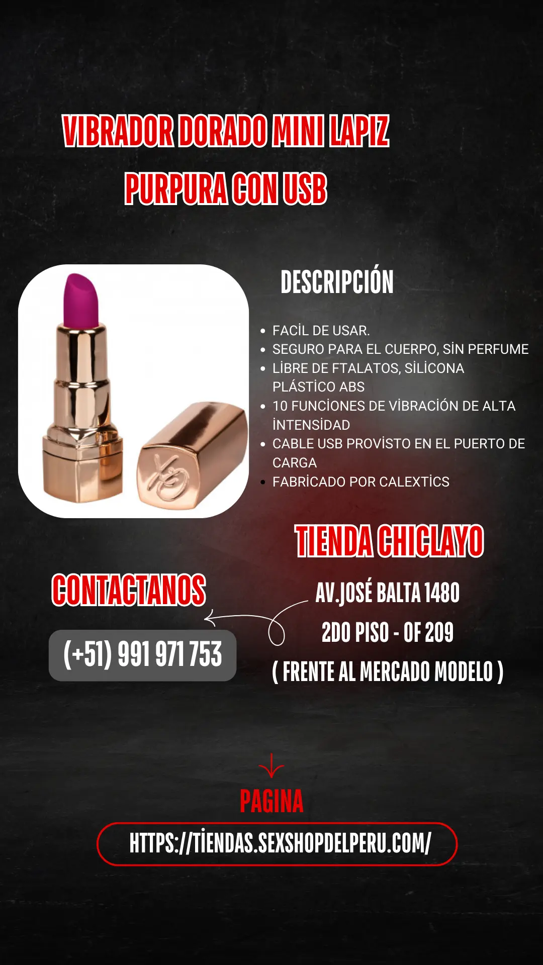  Vibrador mini lápiz con usb purpura