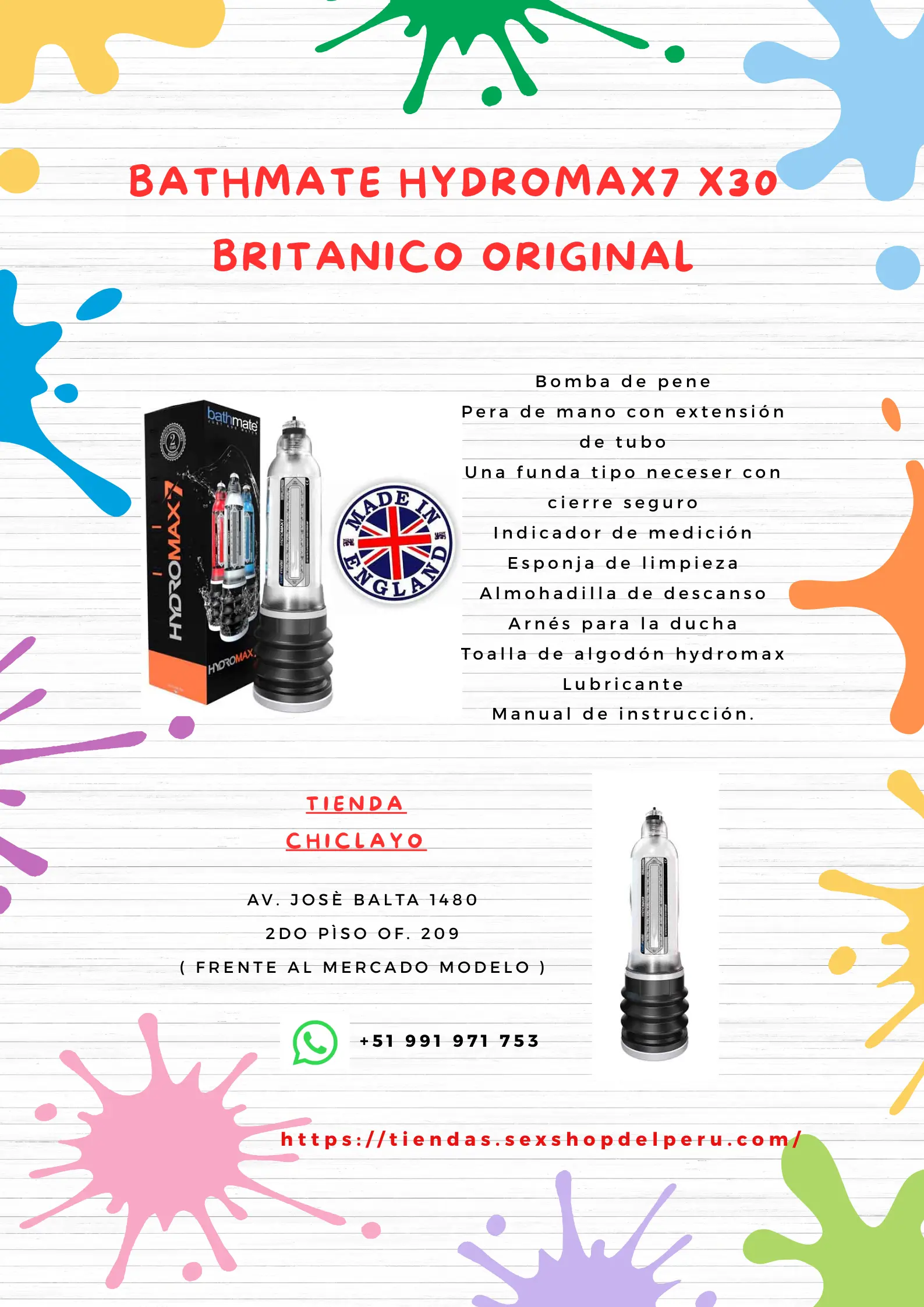 BATHMATE HYDROMAX7 X30 BRITANICO ORIGINAL