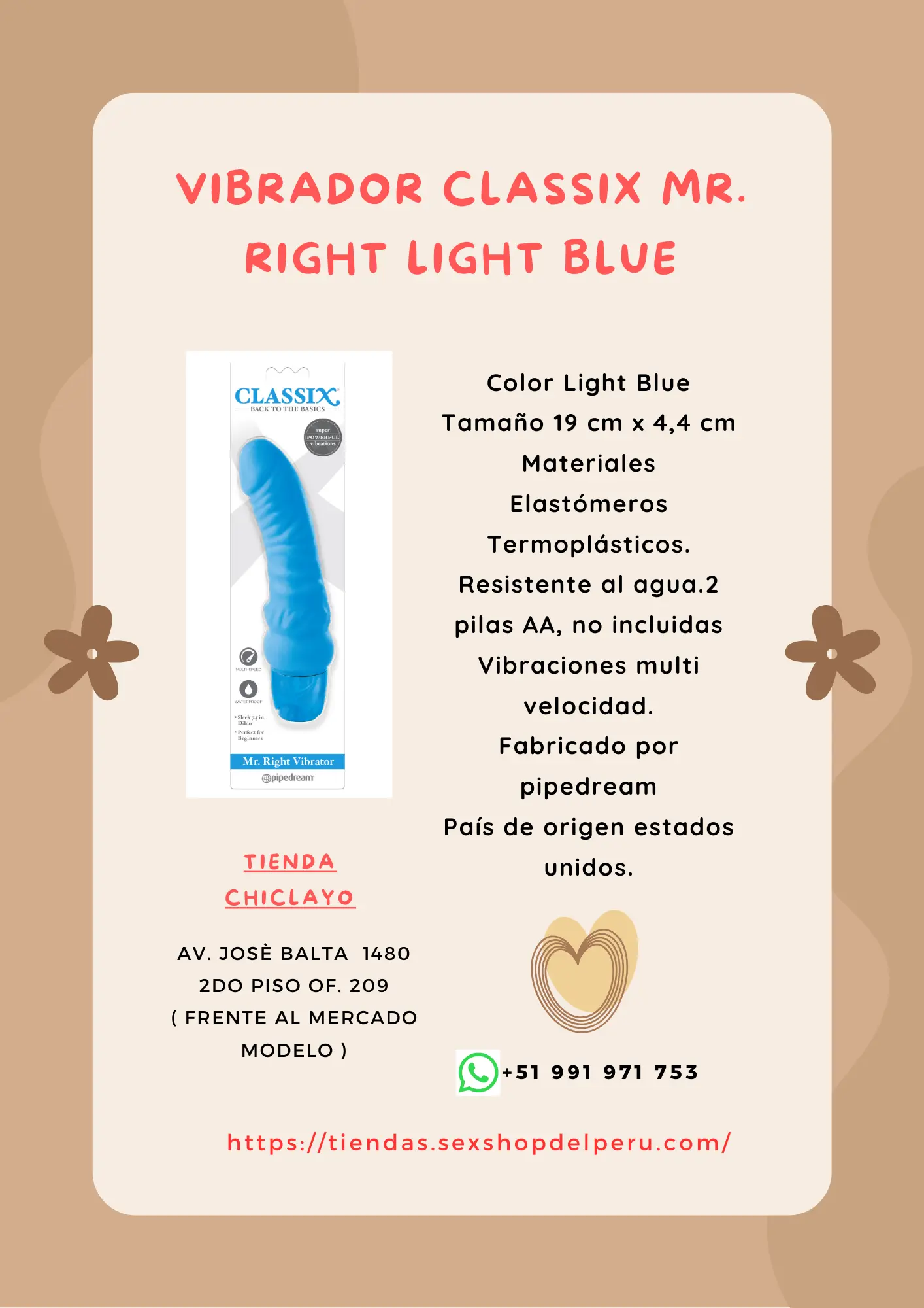 VIBRADOR CLASSIX MR. RIGHT LIGHT BLUE