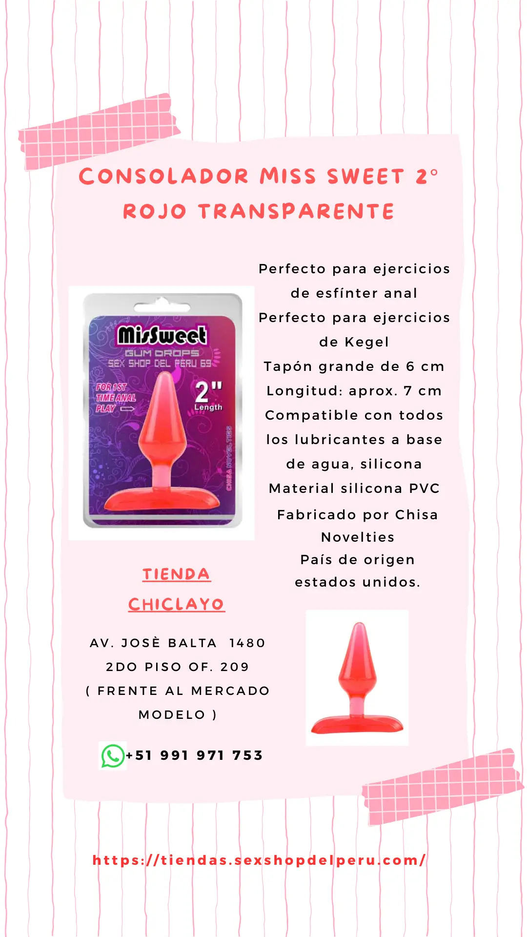  CONSOLADOR MISS SWEET 2 ROJO TRANSPARENTE