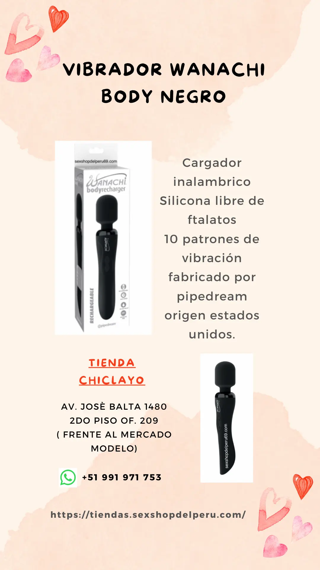  VIBRADOR MASAJEADOR WANACHI NEGRO