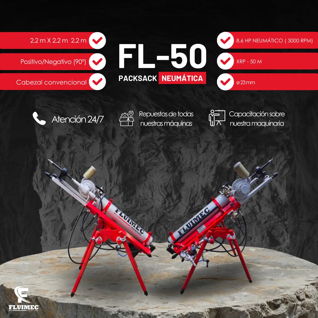 PACKSACK NEUMÁTICA FL-50 equipo para industria minera 