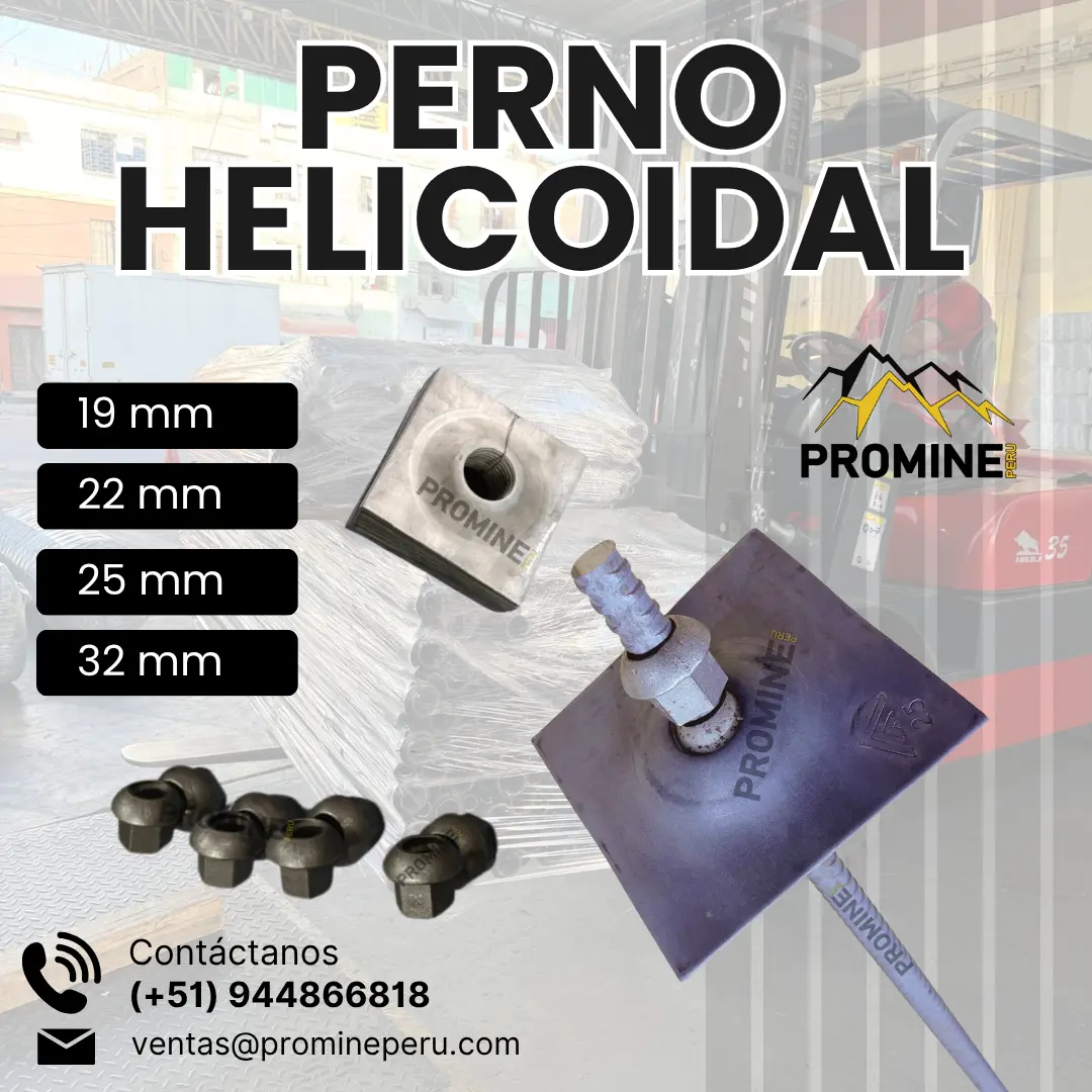 PERNO HELICOIDAL - MINERIA SUBTERRANEA - SOCAVON - TUNELES