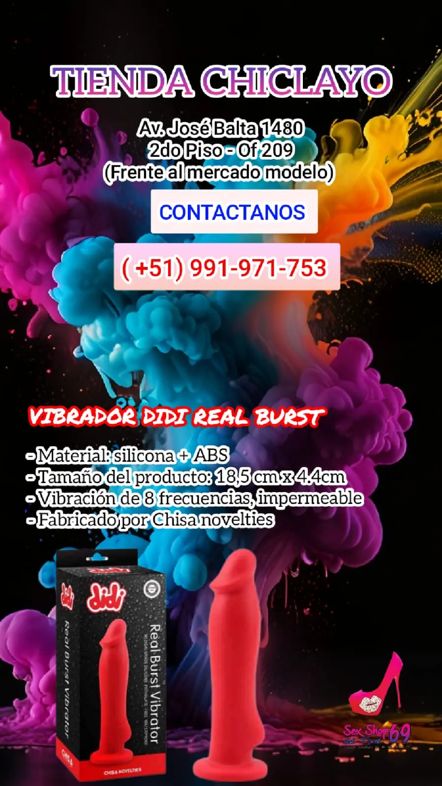 Vibrador didi real burts rojo