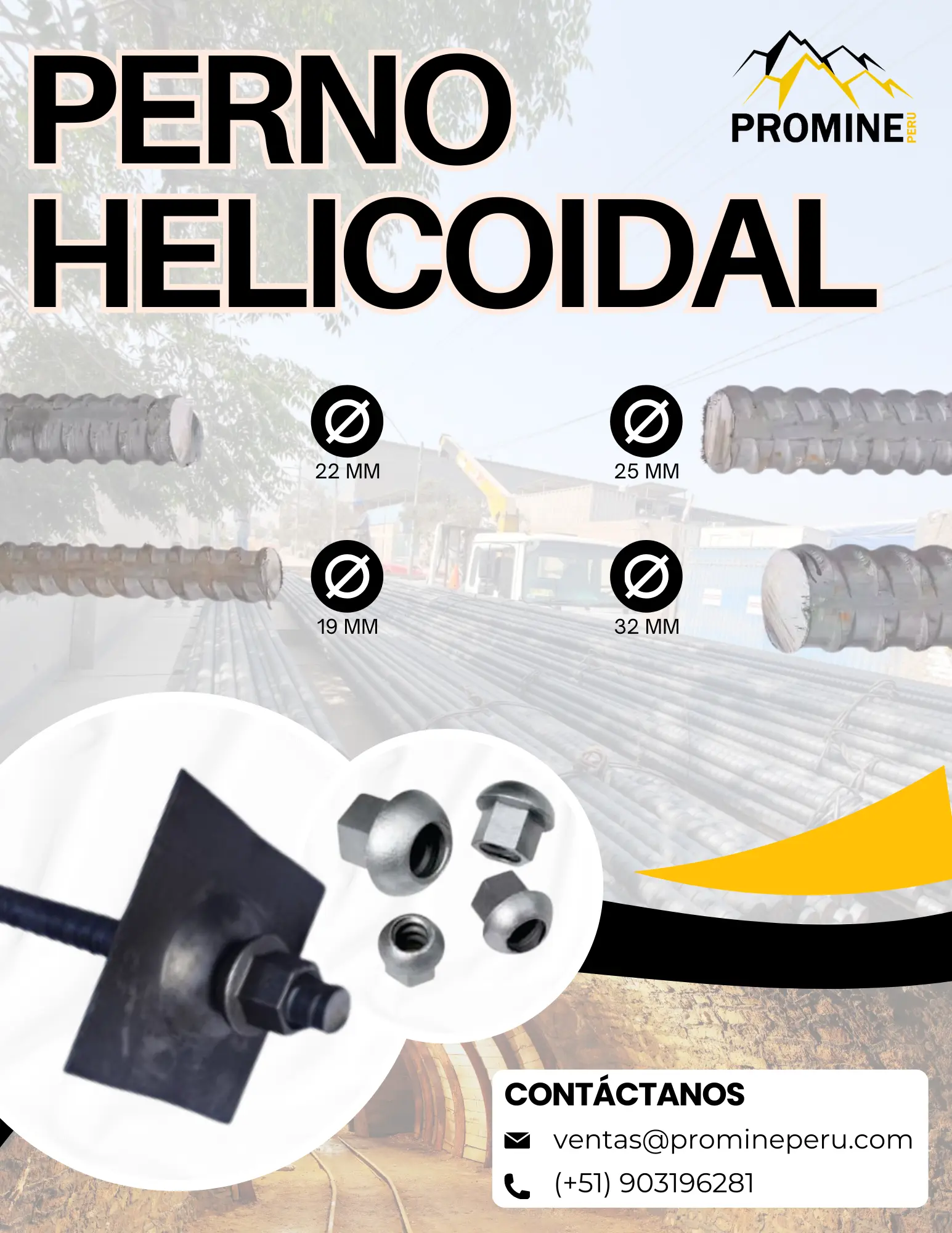 PERNO HELICOIDAL - SOPORTE EN MINA 