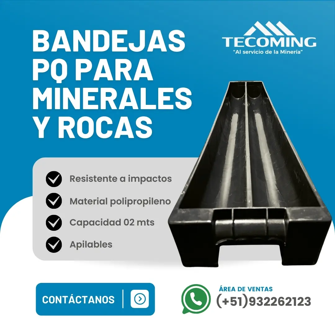 Bandejas PQ para minerales y rocas en exploración geológica