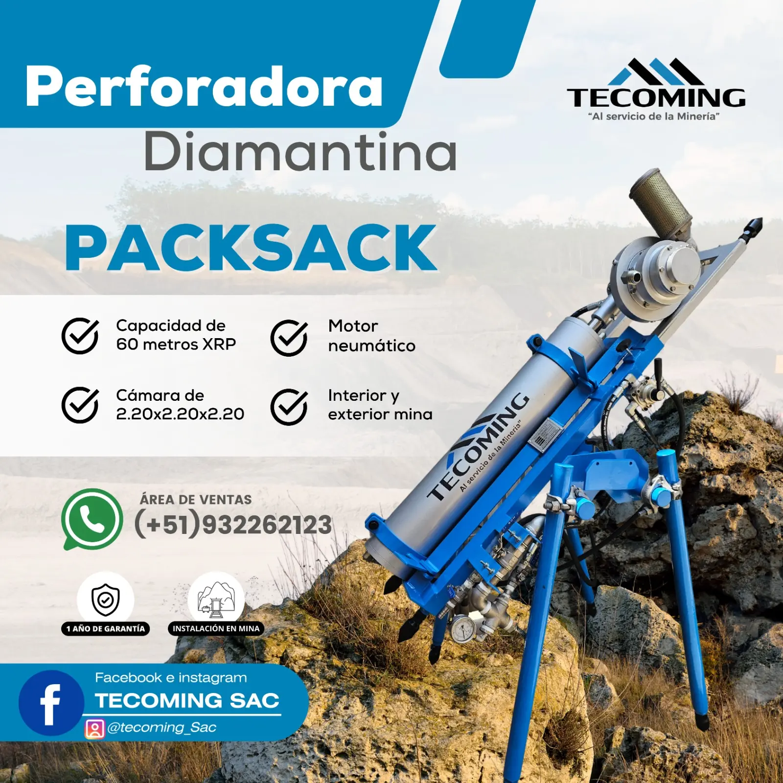 PACKSACK PARA PERFORACIÓN DIAMANTINA EN MINERÍA