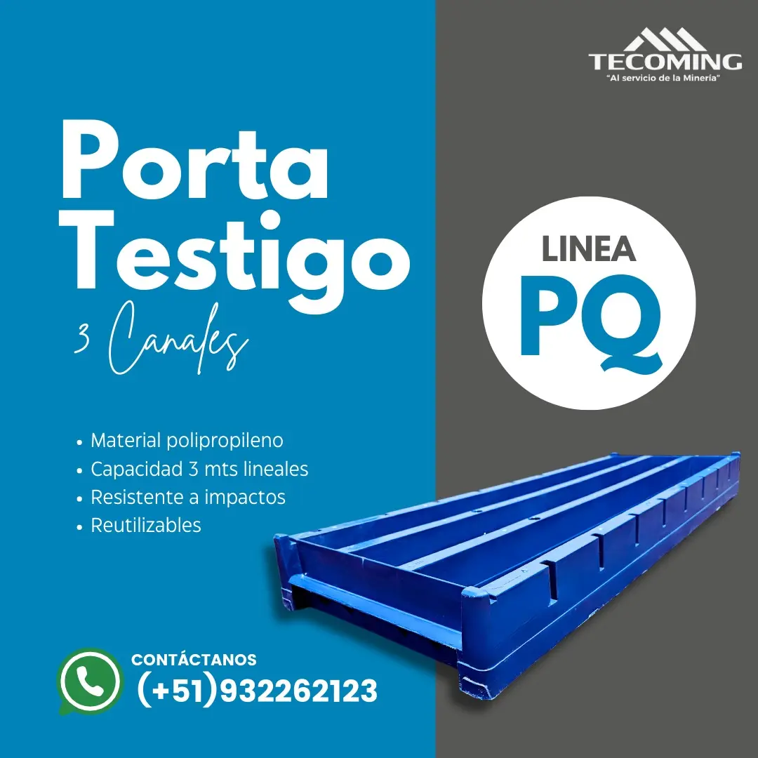 Porta testigo PQ 3 canales para almacenamiento de núcleos