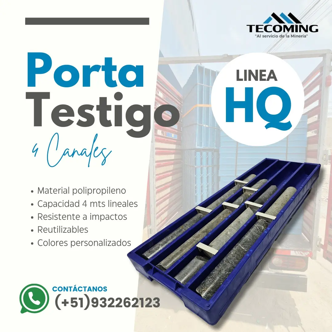 Porta testigo HQ 4 canales para muestras de perforación