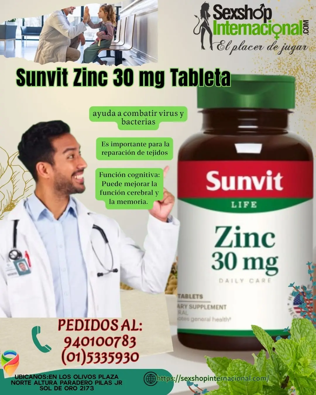 Sunvit Zinc 30 mg Tableta es un suplemento que se utiliza pa