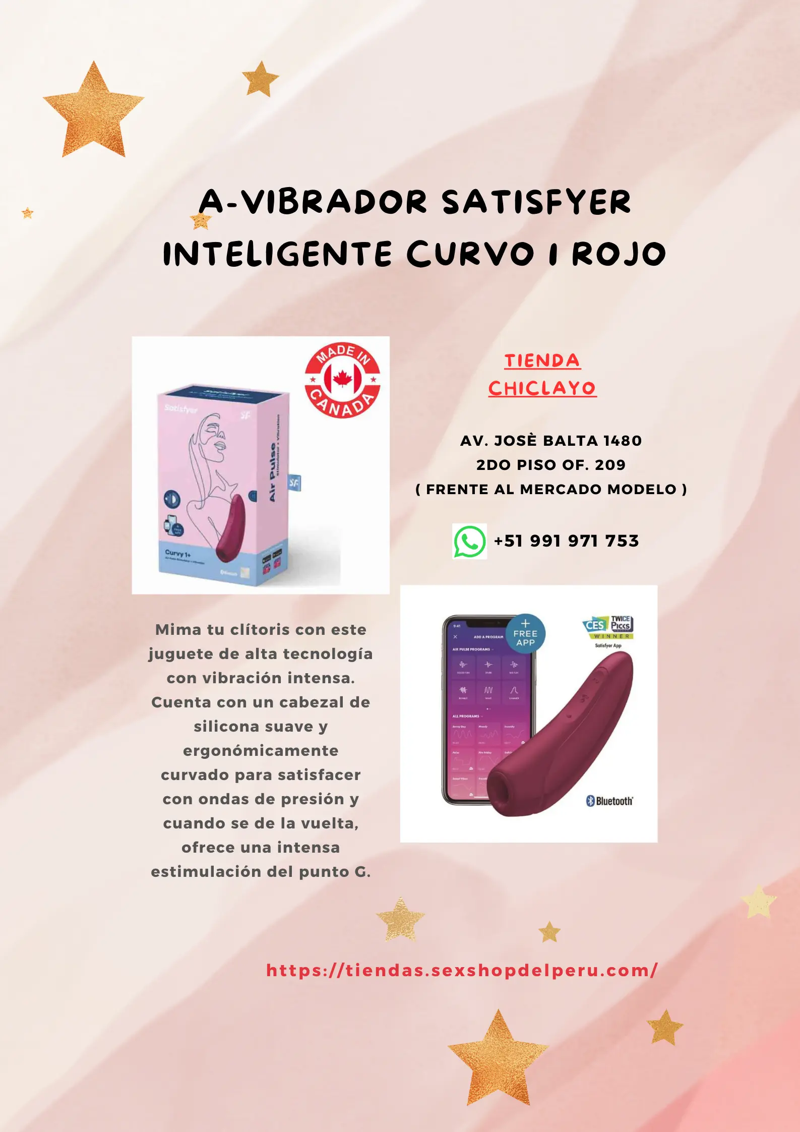 A-VIBRADOR SATISFYER INTELIGENTE CURVO 1 ROJO