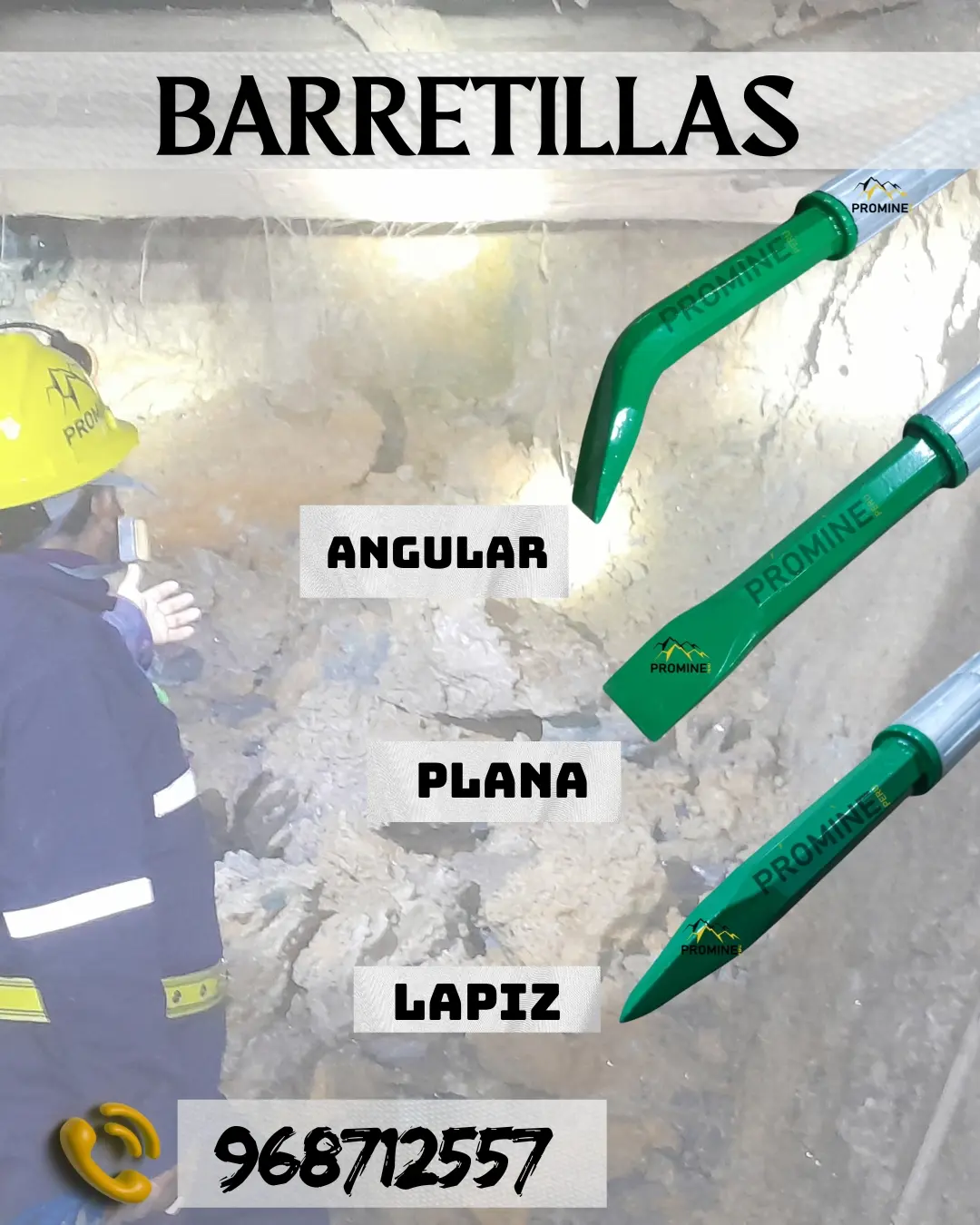 BARRETILLAS DE ALUMINIO PUNTA PLANA PROMINE PERU