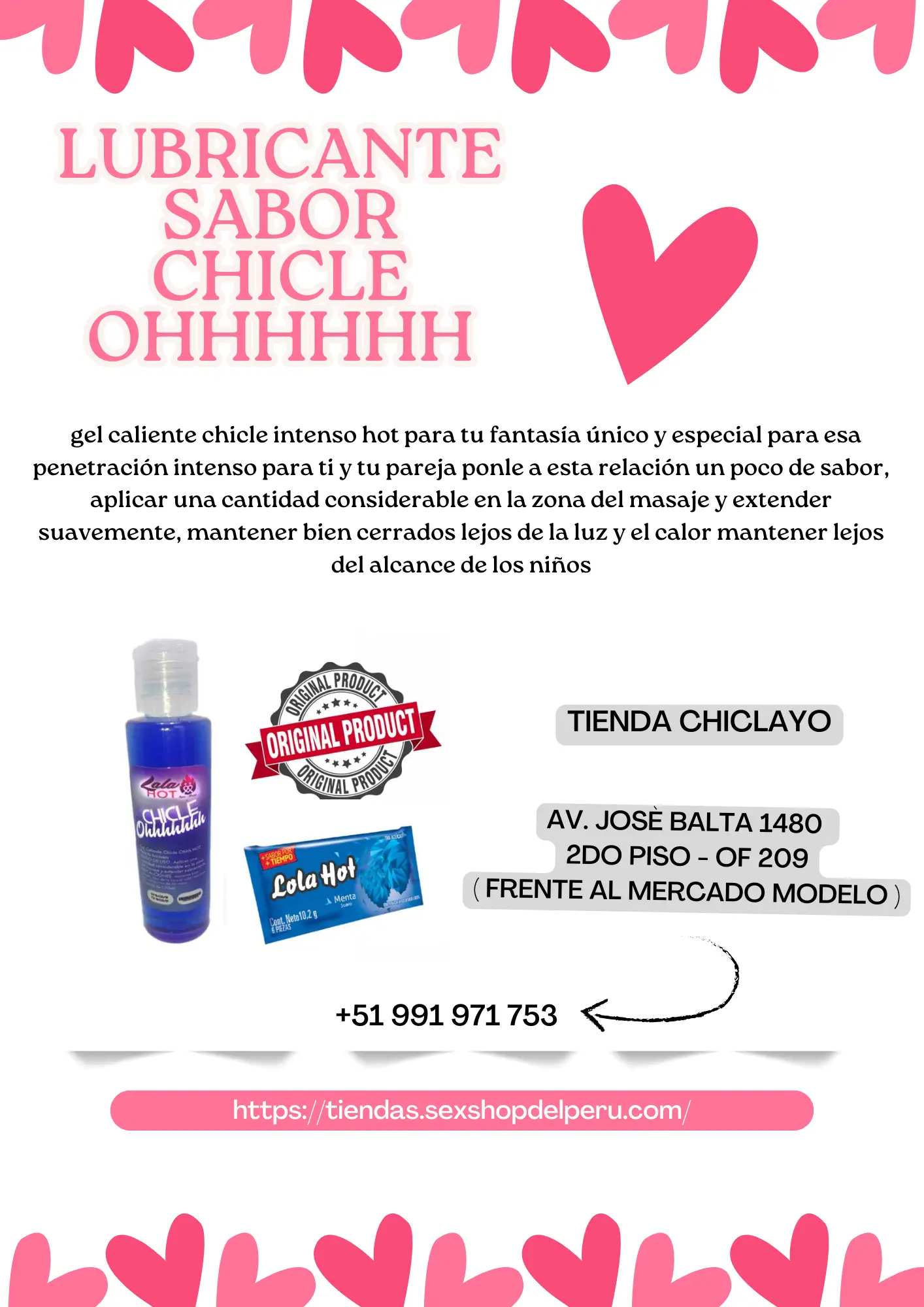 LUBRICANTE SABOR CHICLE OHHHHHH