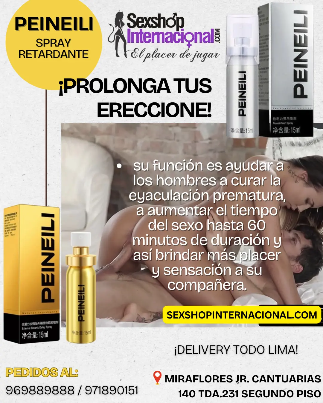 RETARDANTE ORIGINAL PEINEILI- PROLONGA TUS ERECCIONES -LIMA