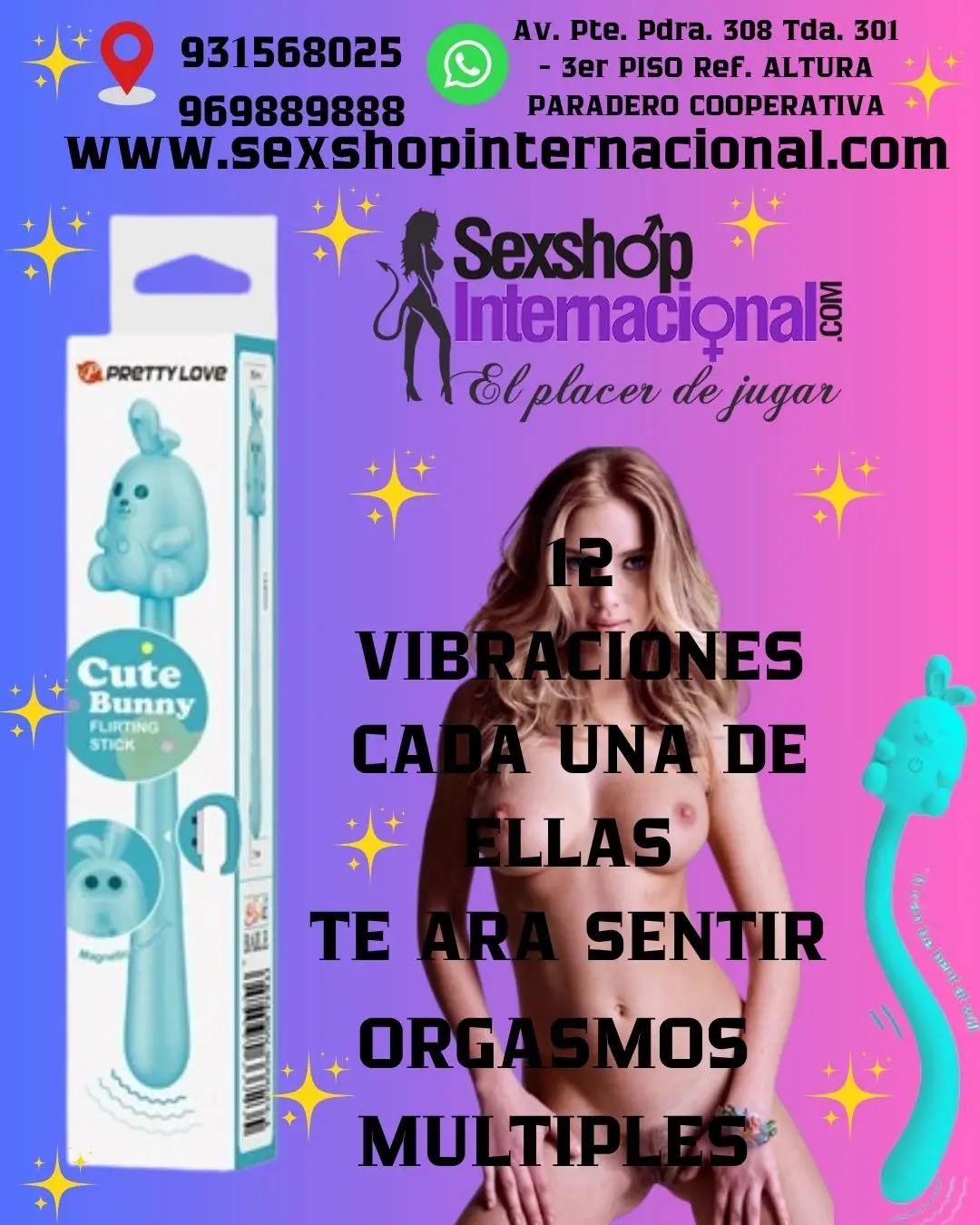 VARA FLEXIBLE VIBRADORA CUTE BUNNY