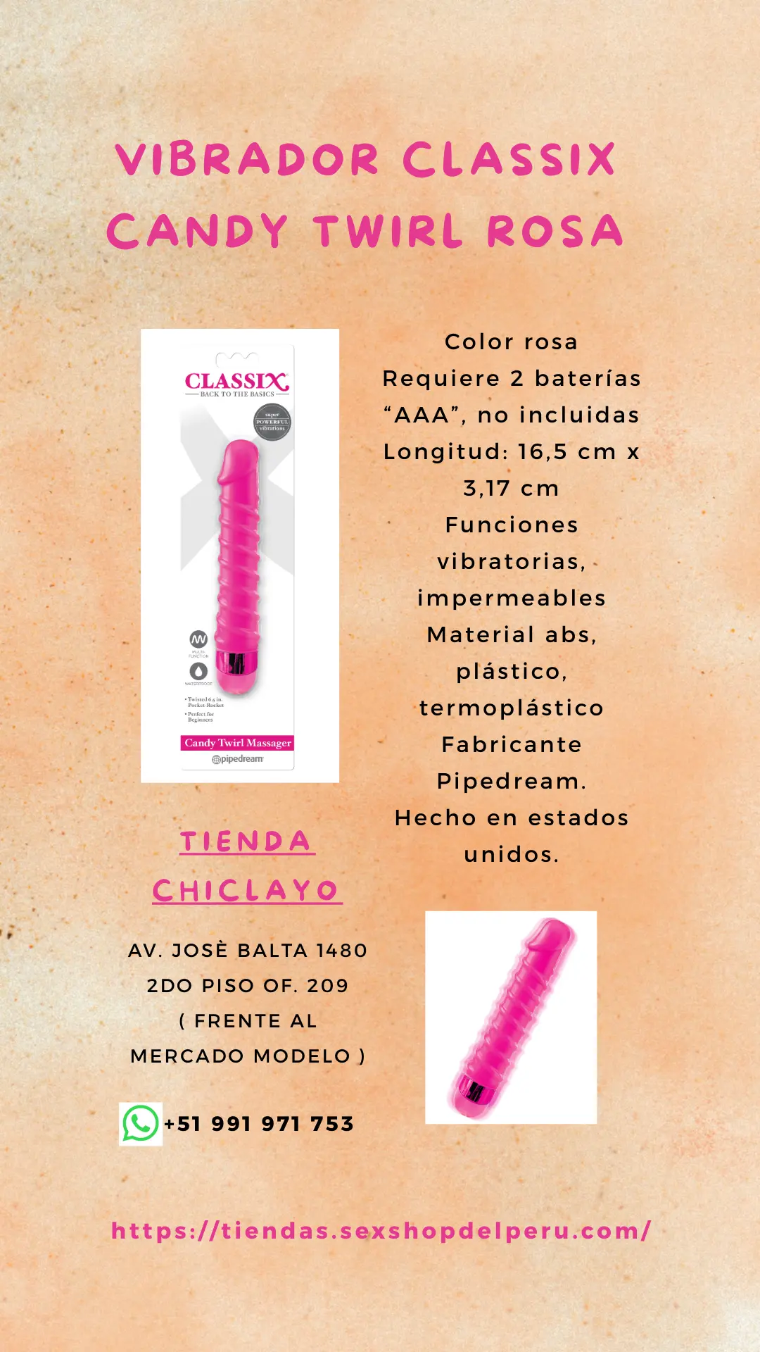 VIBRADOR CLASSIX CANDY TWIRL ROSA
