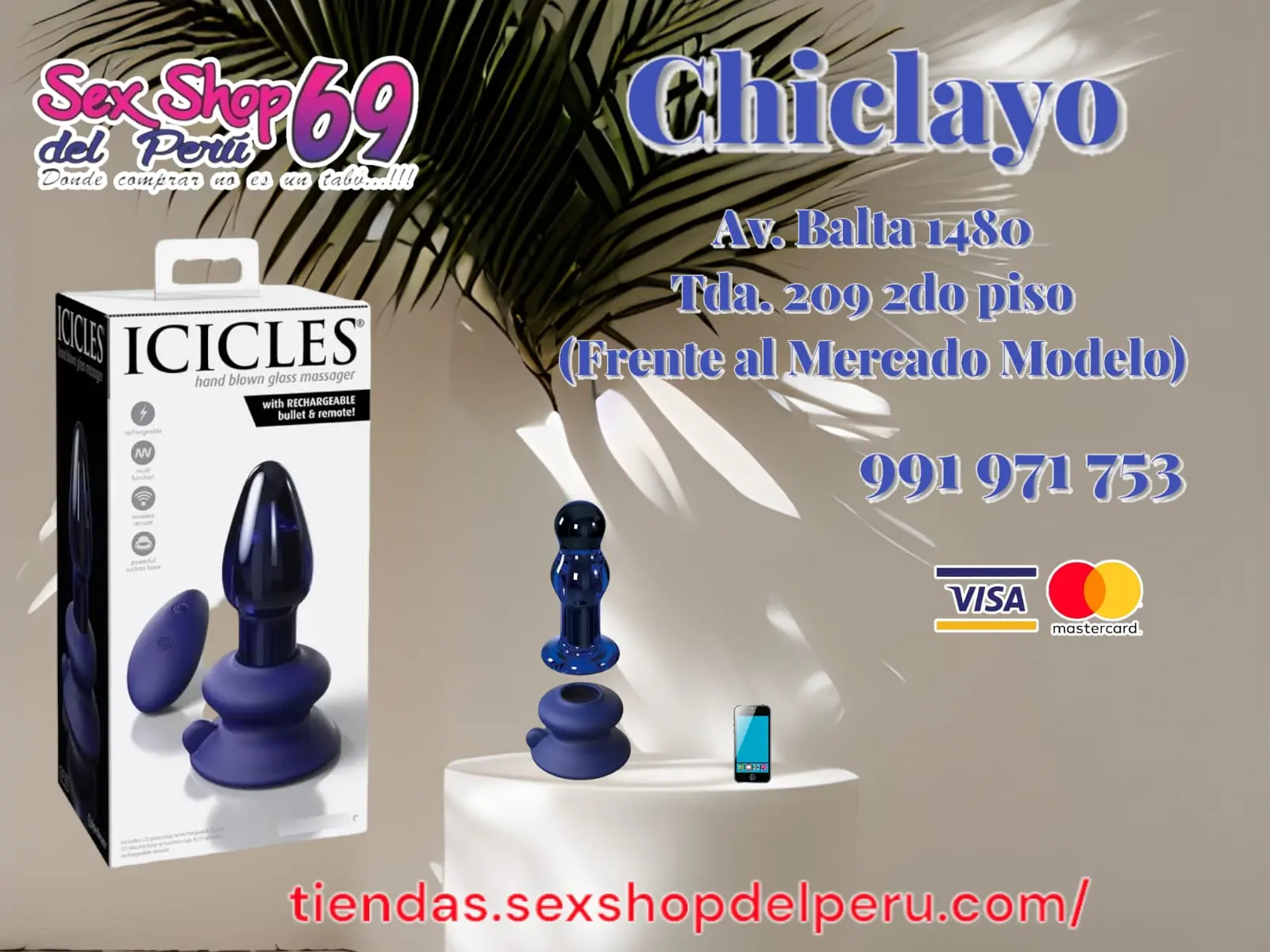 A-VIBRADOR ICICLES VIDRIO AZUL N 85