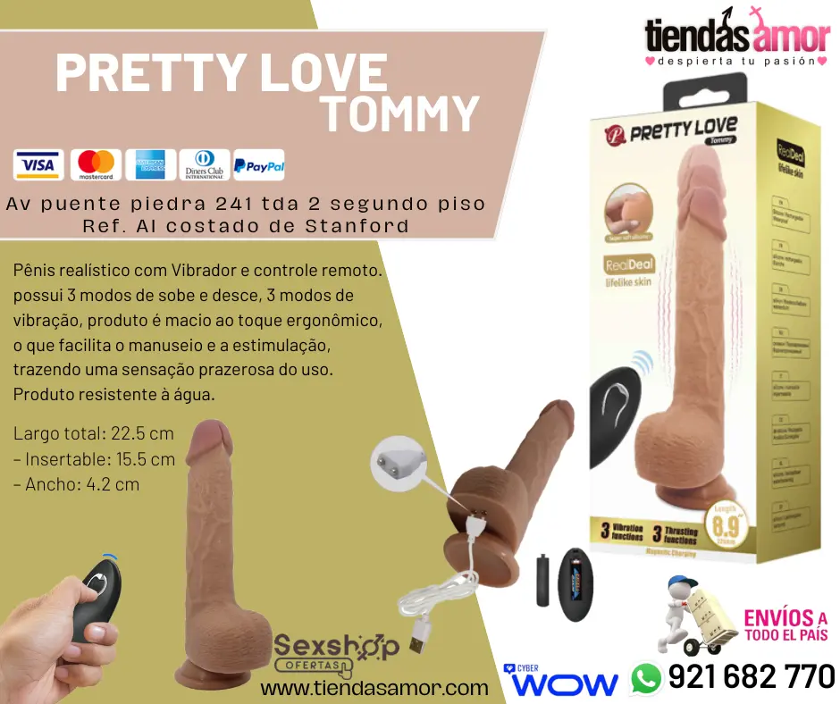 Pretty Love Tommy - Pênis realístico recarregável com movime