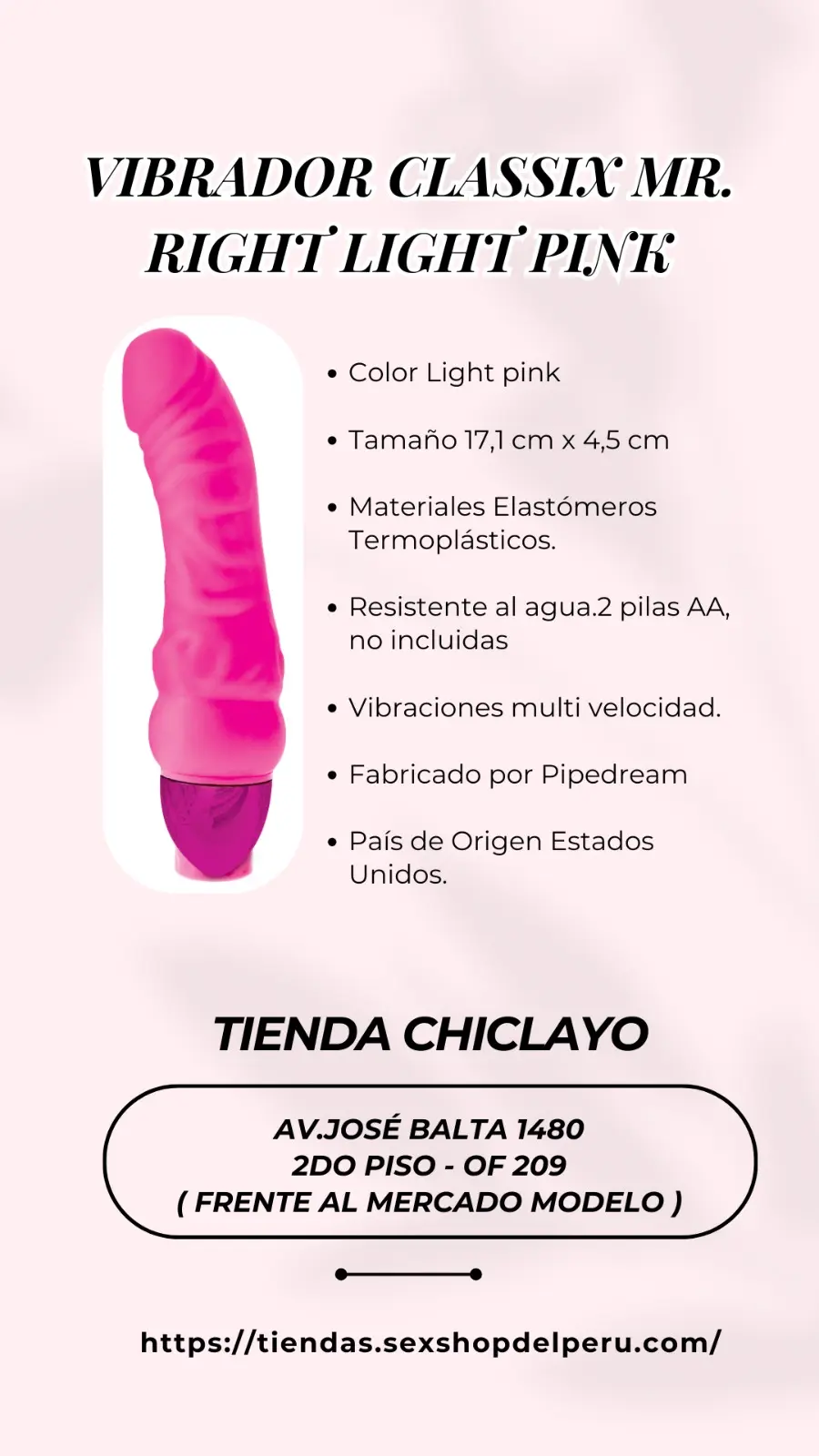 VIBRADOR CLASSIX MR. RIGHT LIGHT PINK