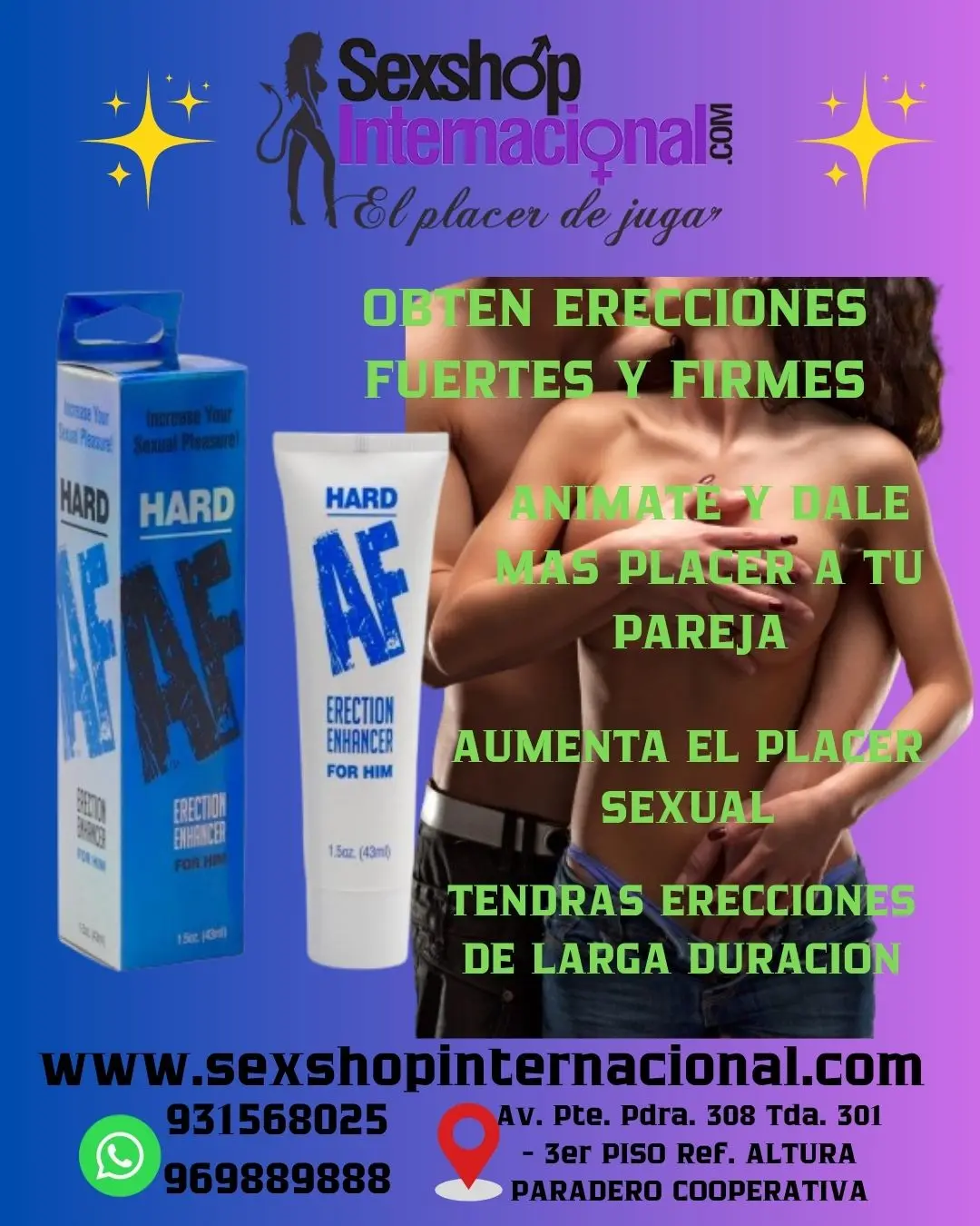 HARD AF POTENCIADOR DE ERECCIÓN CONTROLA LA EYACULACIÓN PR