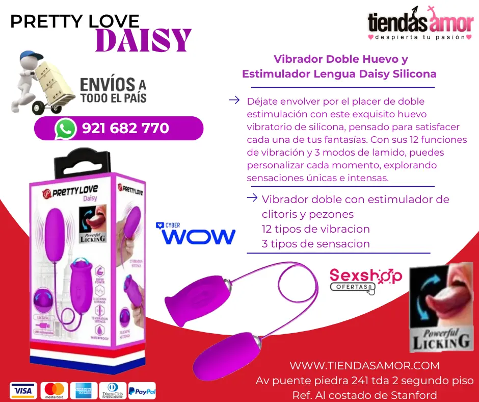 PRETTY LOVE DAISY 2 EN 1 HUEVO LENGUA VIBRADORA - doble c