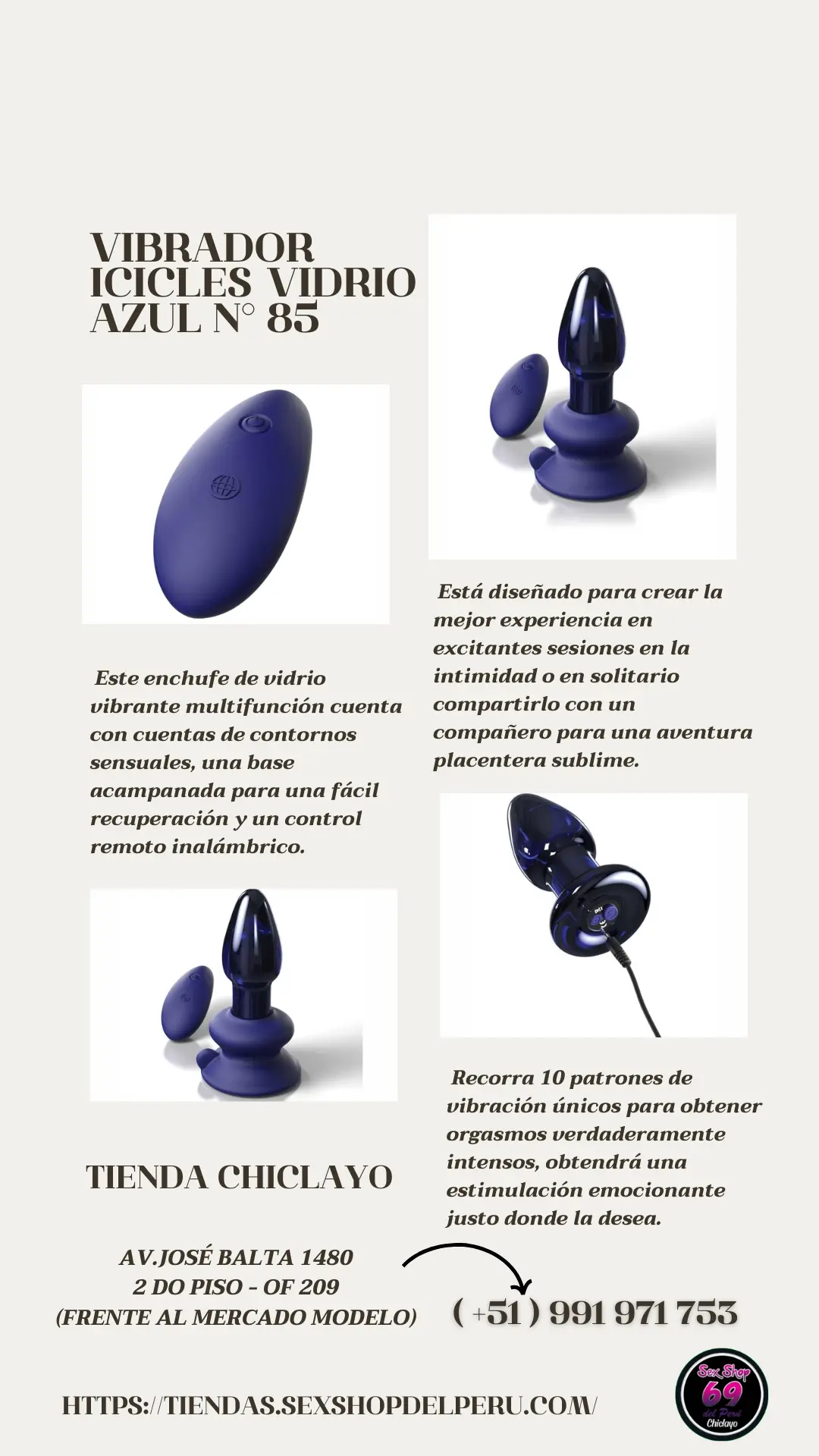 A-VIBRADOR ICICLES VIDRIO AZUL N 85