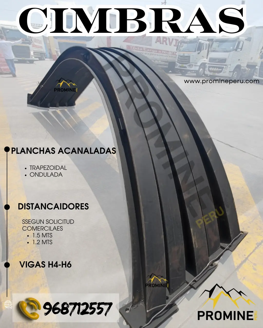 CIMBRAS CON PLANCHAS MINERAS PROMINE PERU