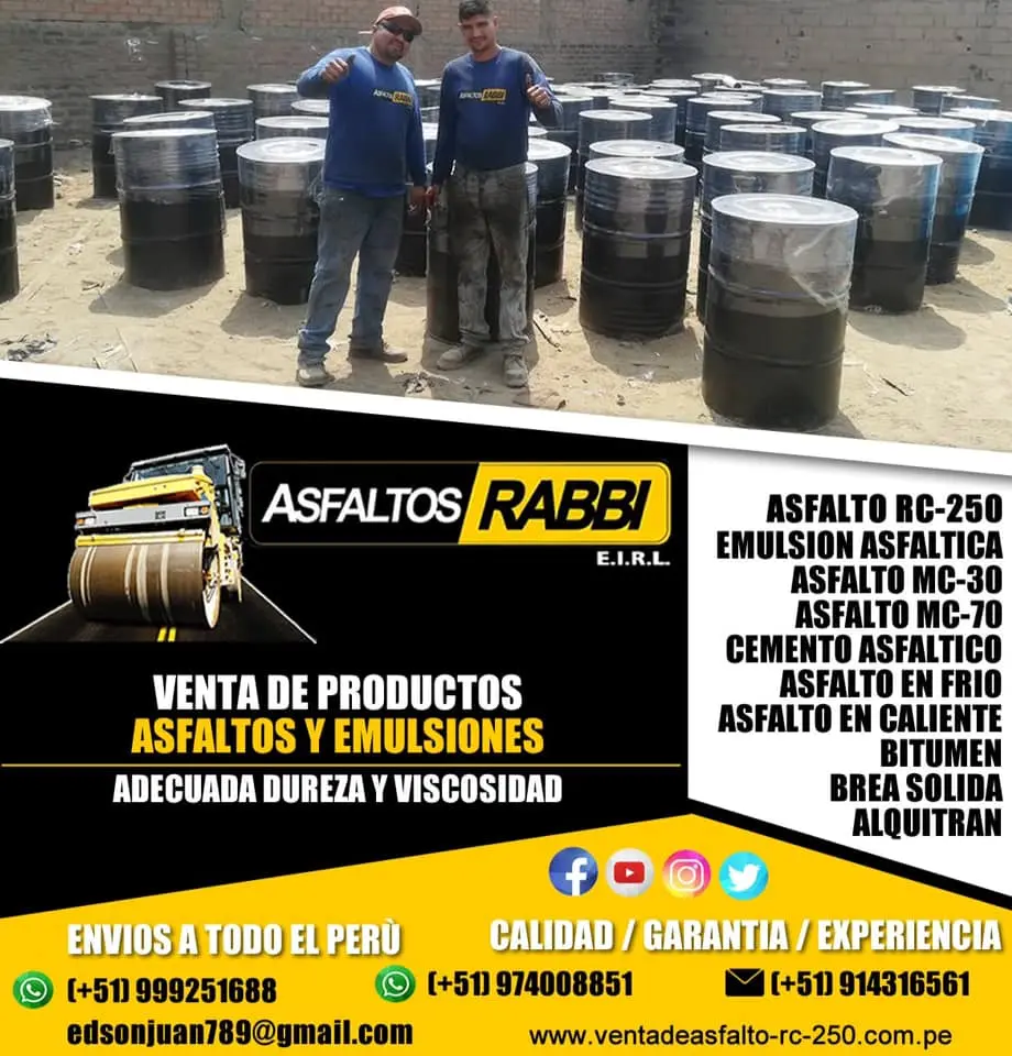 VENTA DE PEGAMENTO ASFALTICO ASFALTO RC250 ASFALTO MC30 BREA
