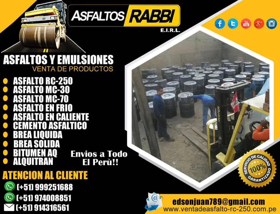 VENDEDOR DE PRODUCTOS DE ASFALTO RC250 EMULSION ASFALTICA