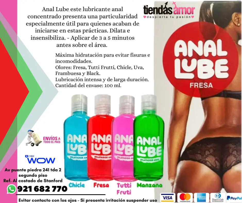 Lubricante Dilatador Anal Lube Fresa Tutti Frutti Chicle