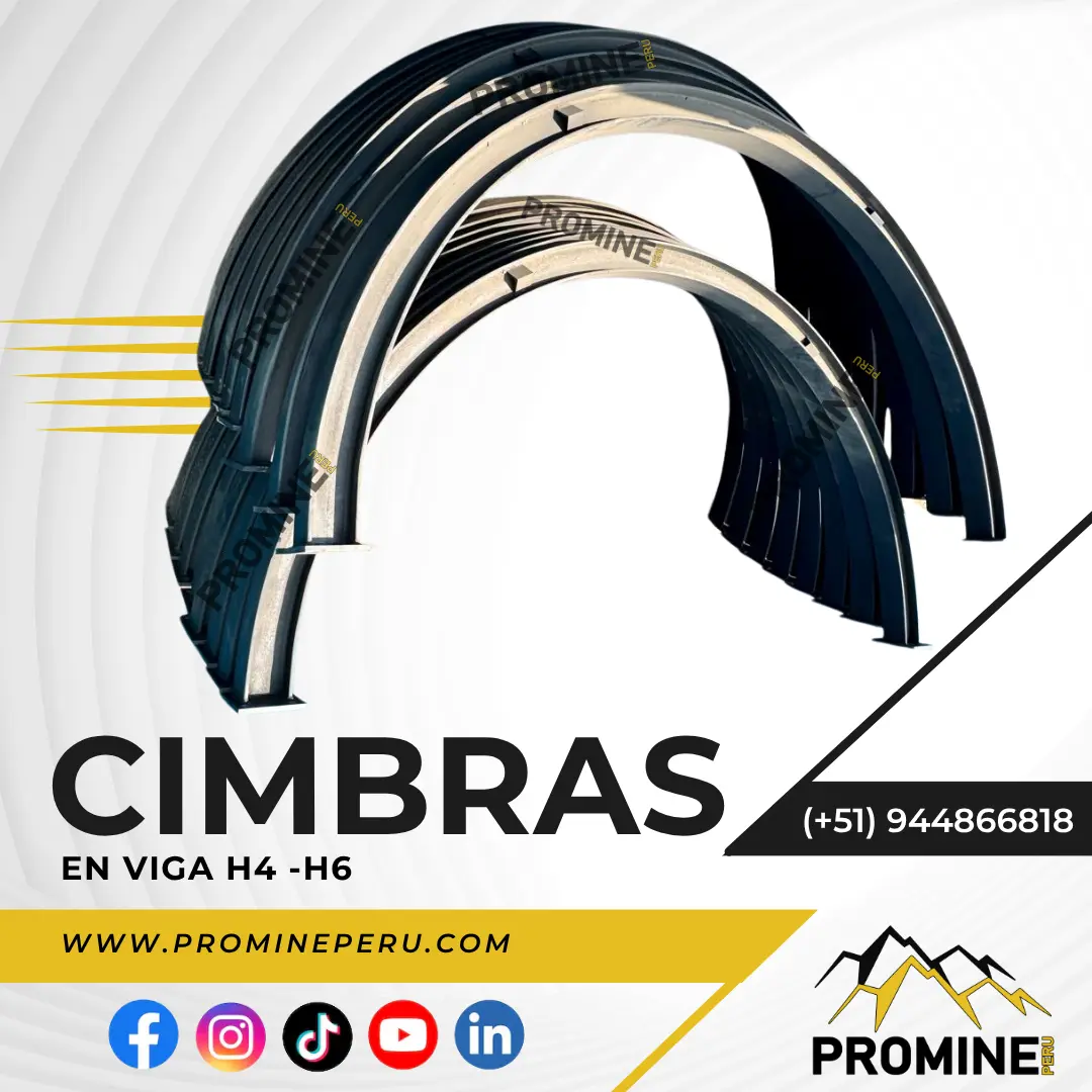 Cimbras metálicas tipo H soporte frentes mineros