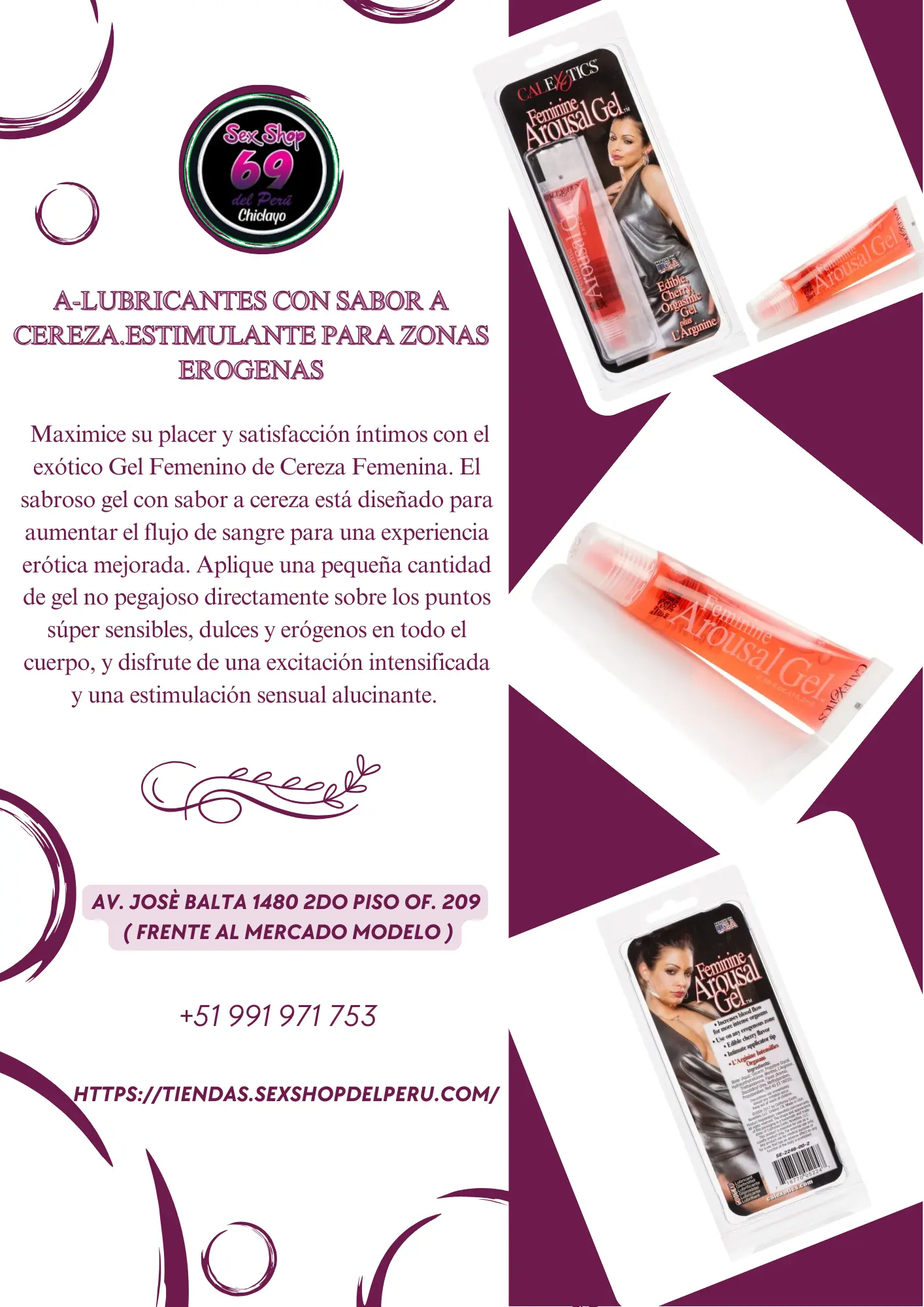 A-LUBRICANTES CON SABOR A CEREZA.ESTIMULANTE PARA ZONAS EROG