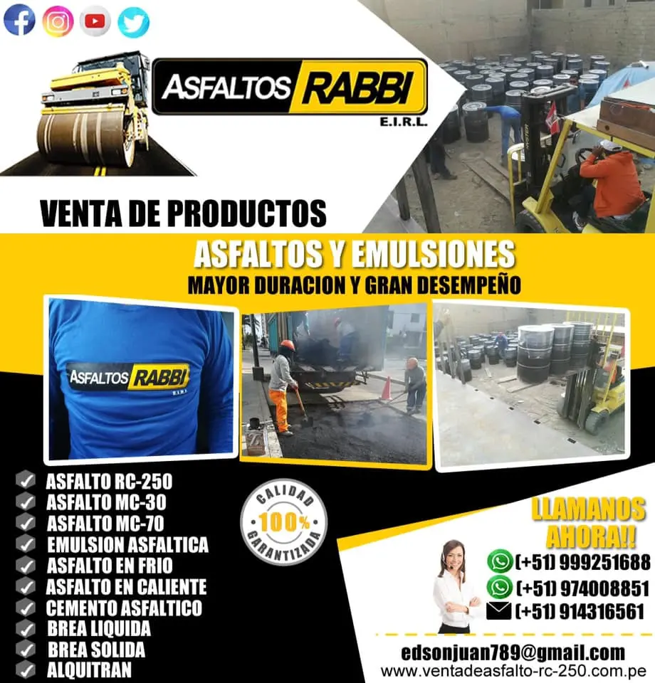 VENTAS DE PRODUCTOS DE EMULSION ASFALTICA PARA TUS OBRAS