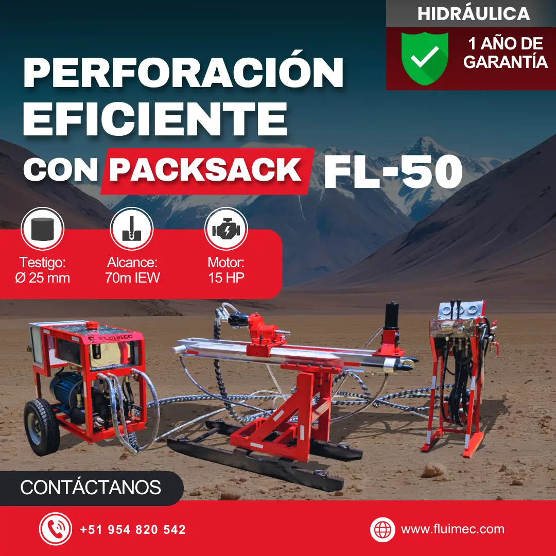 PACKSACK HIDRÁULICA FL50 Este equipo tiene un alcance de per