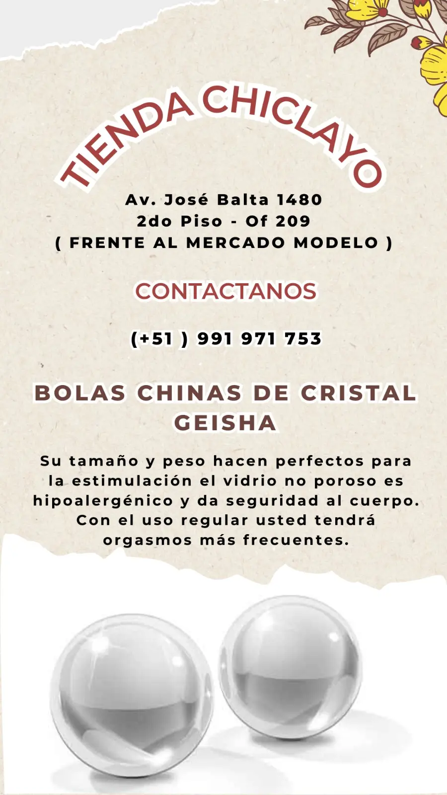 BOLAS CHINAS DE CRISTAL GEISHA