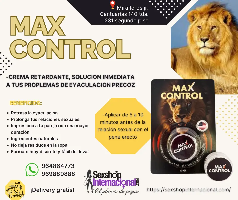 CREMA RETARDANTE MAX CONTROL- NO MAS EYACULACION PRECOZ