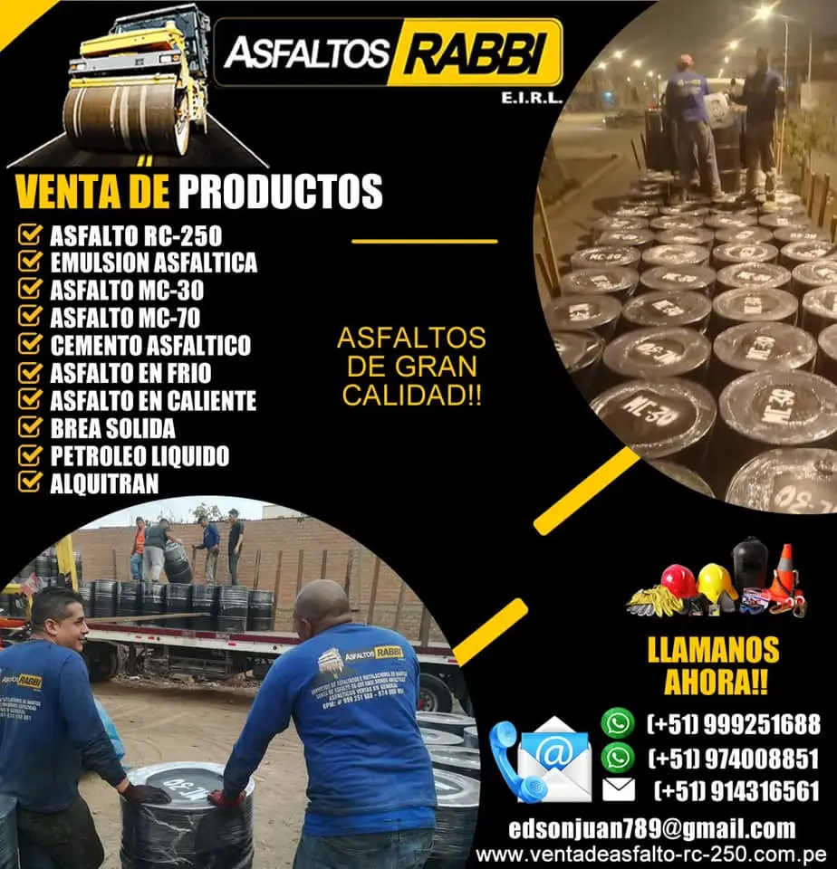 GRAN VENTA DE ASFALTO EN CALIENTE Y IMPRIMANTE LIQUIDO MC-30