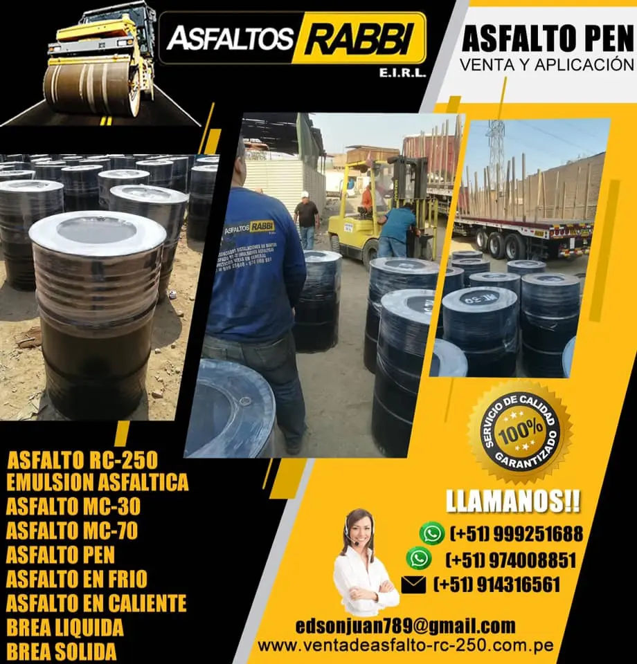 VENDEMOS ASFALTO RC-250 PARA LA CONSTRUCION DE PISTA NUEVAS