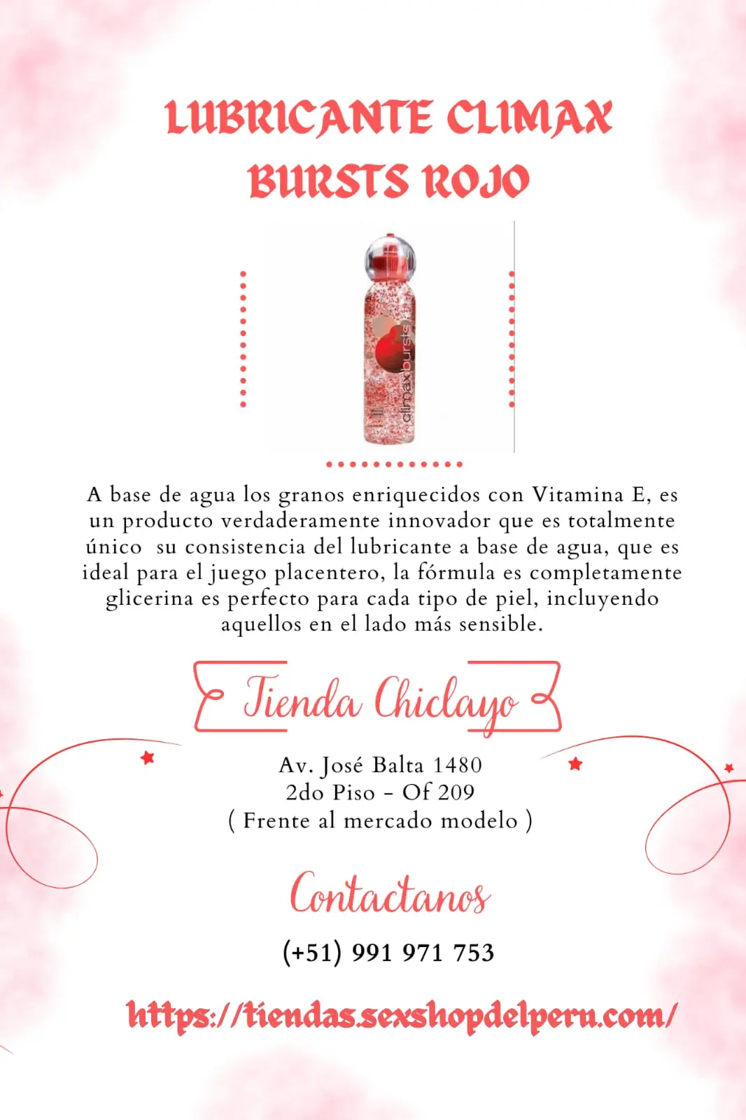 LUBRICANTE CLIMAX BURSTS ROJO