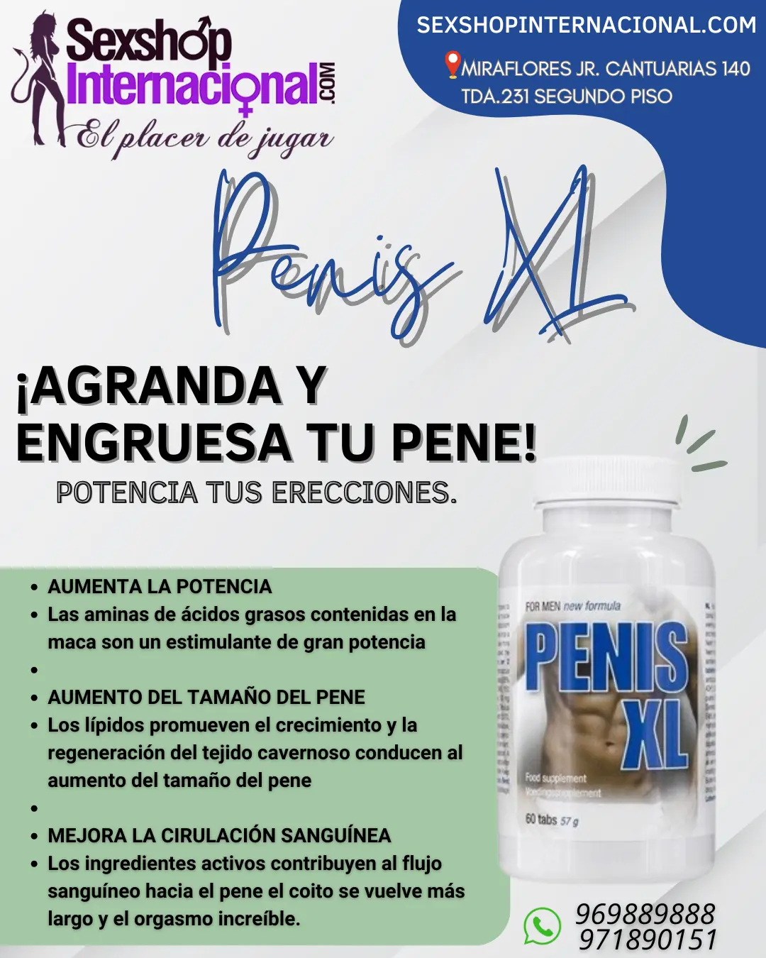 PENIS XL- MAYOR POTENCIA SEXUAL Y RESISTENCIA- SEXSHOP LIMA 