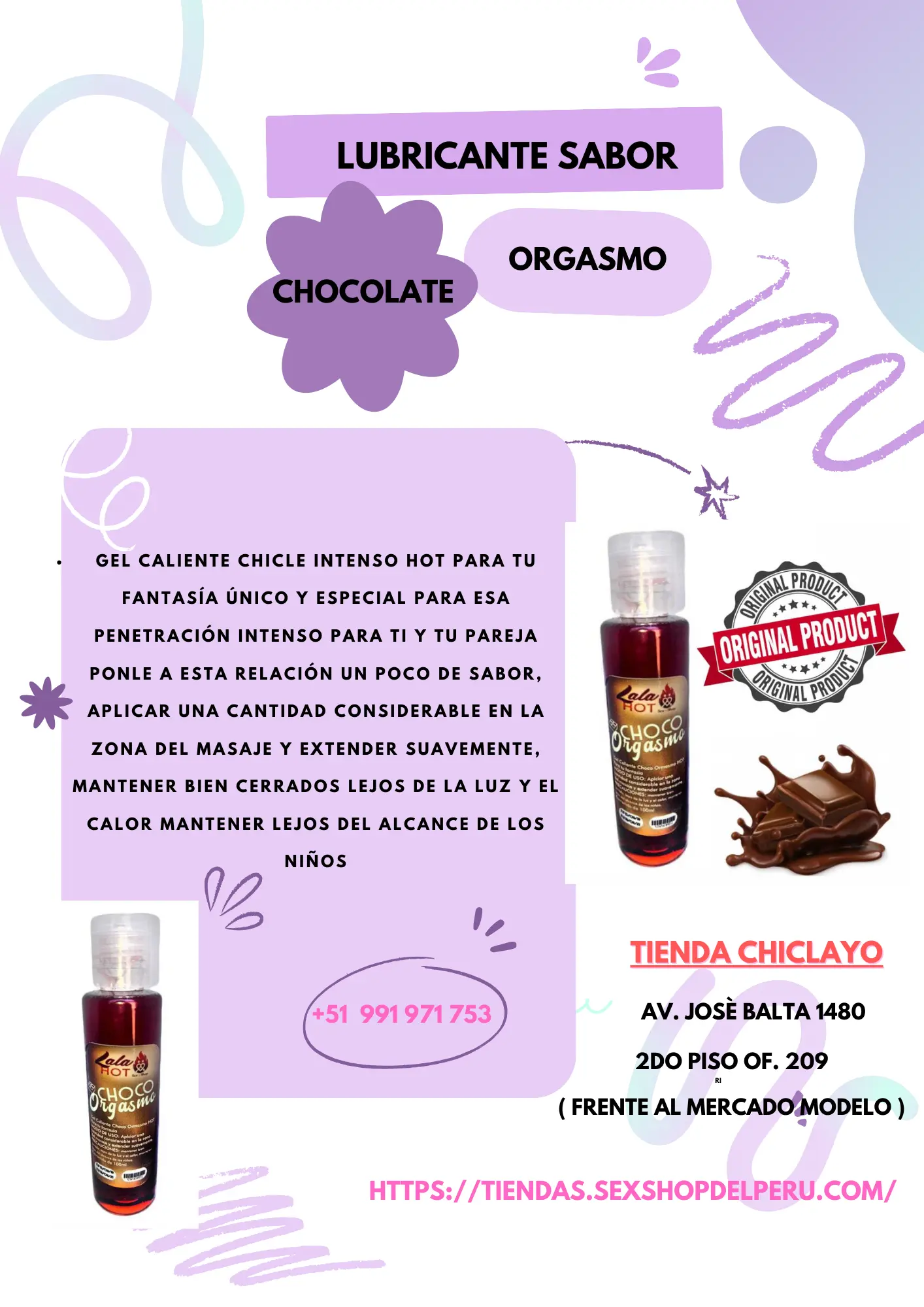 LUBRICANTE SABOR CHOCOLATE ORGASMO