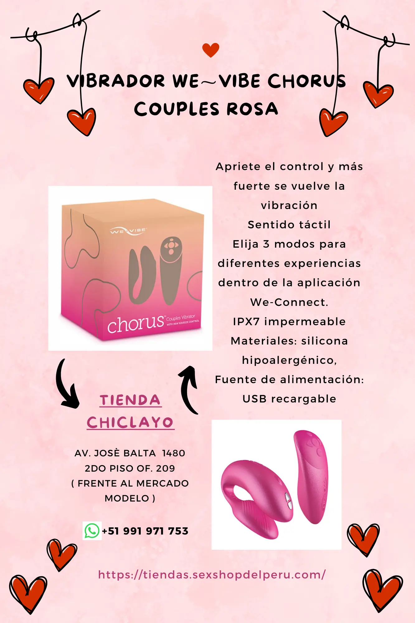VIBRADOR WEVIBE CHORUS COUPLES ROSA