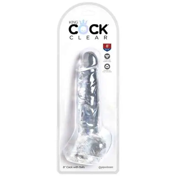 B-CONSOLADOR KING COCK CLEAR 8 CON TESTICULOS