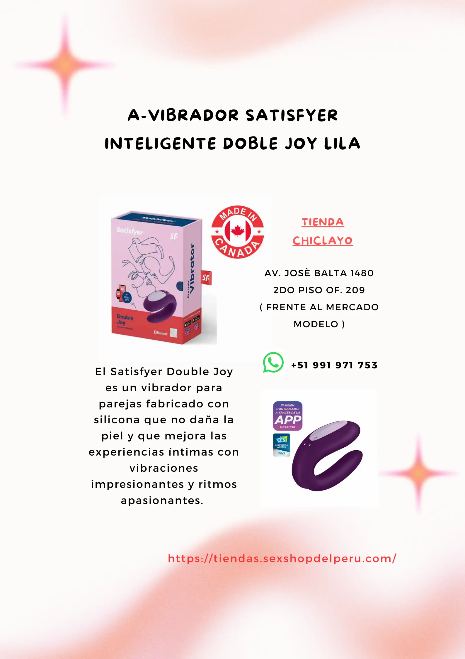 A-VIBRADOR SATISFYER INTELIGENTE DOBLE JOY LILA