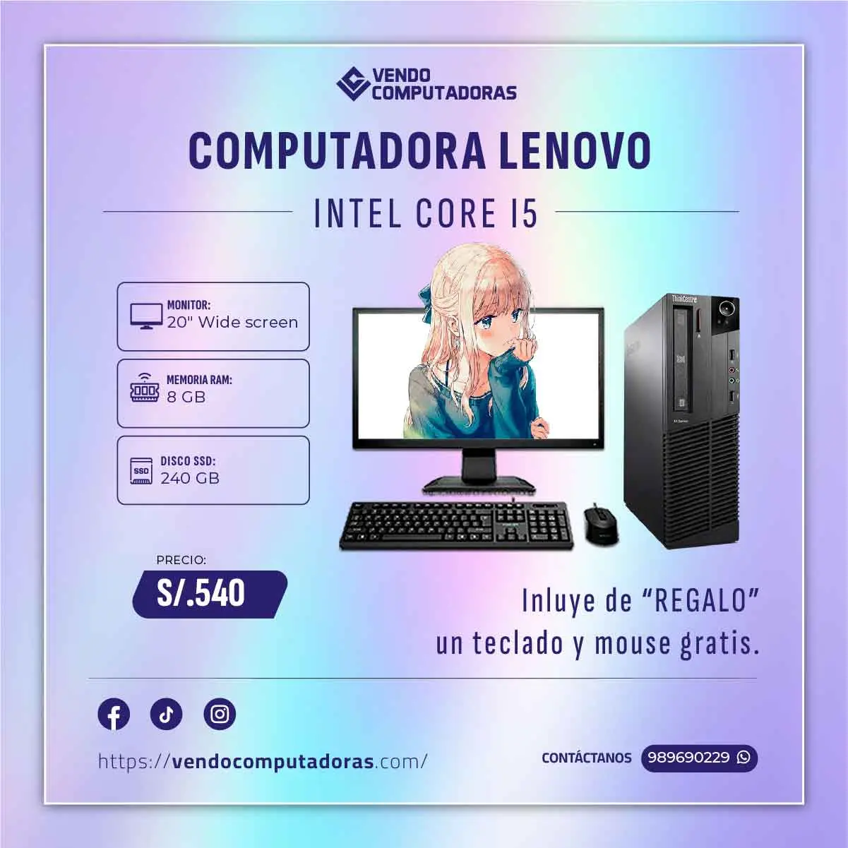 Equipazo Core i5 con monitor de 19 Ideal para trabaja