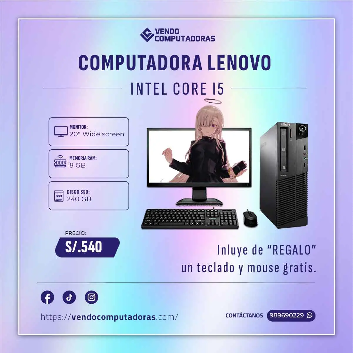 Equipazo Core i5 con monitor de 19 Ideal para trabaja