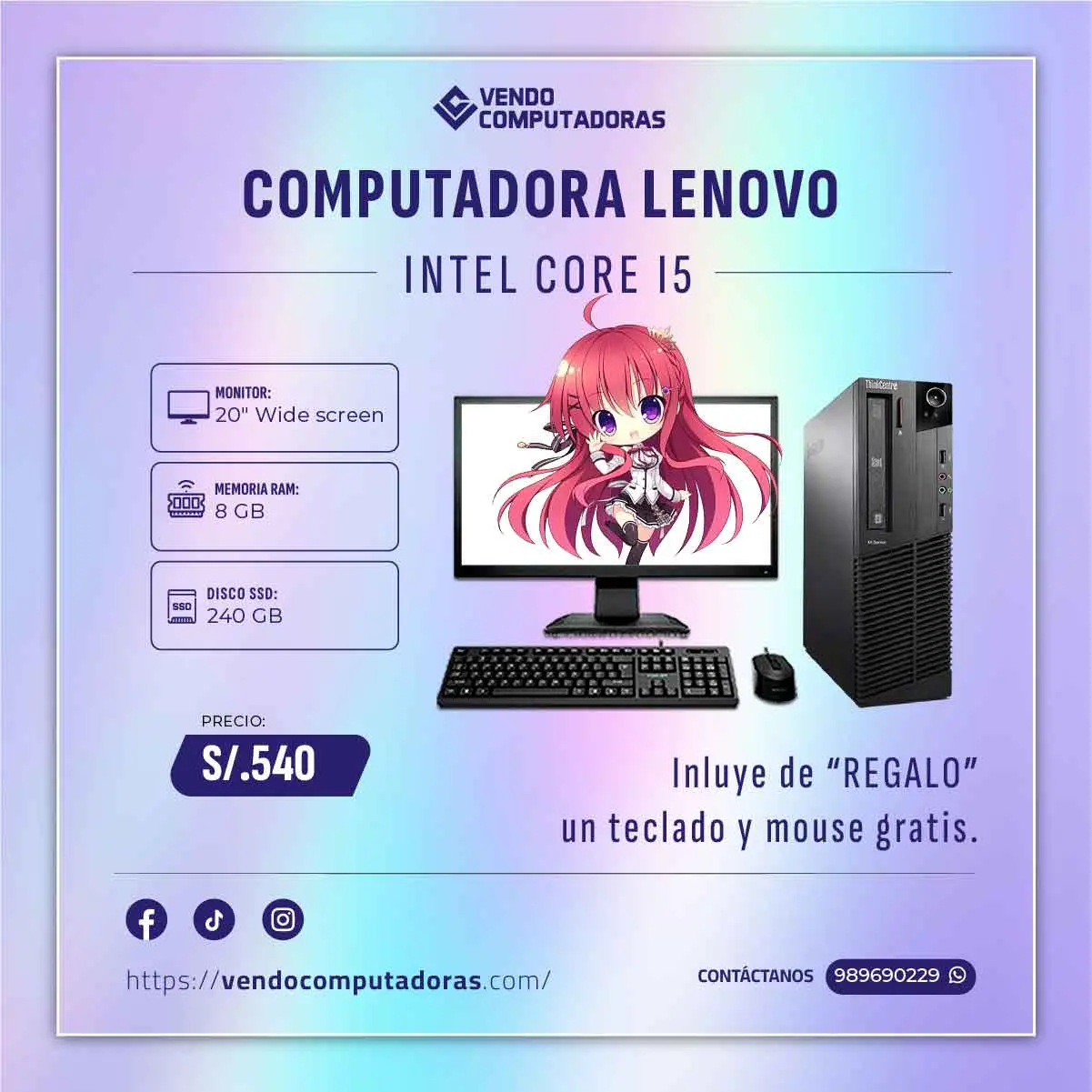 Equipazo Core i5 con monitor de 19 Ideal para trabaja