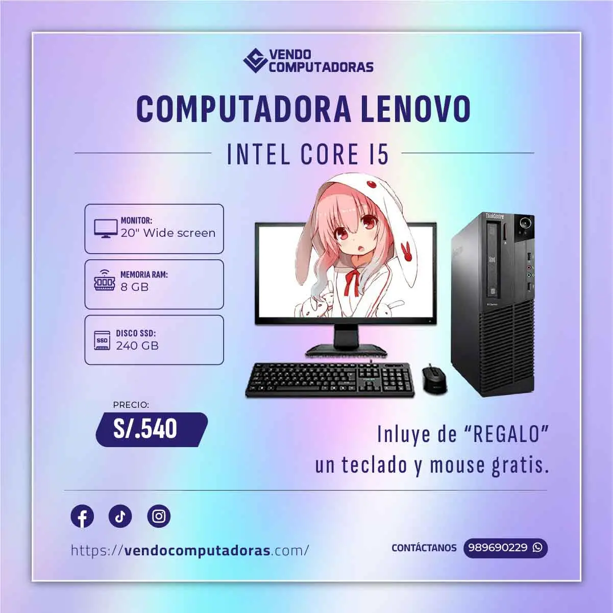 Equipazo Core i5 con monitor de 19 Ideal para trabaja