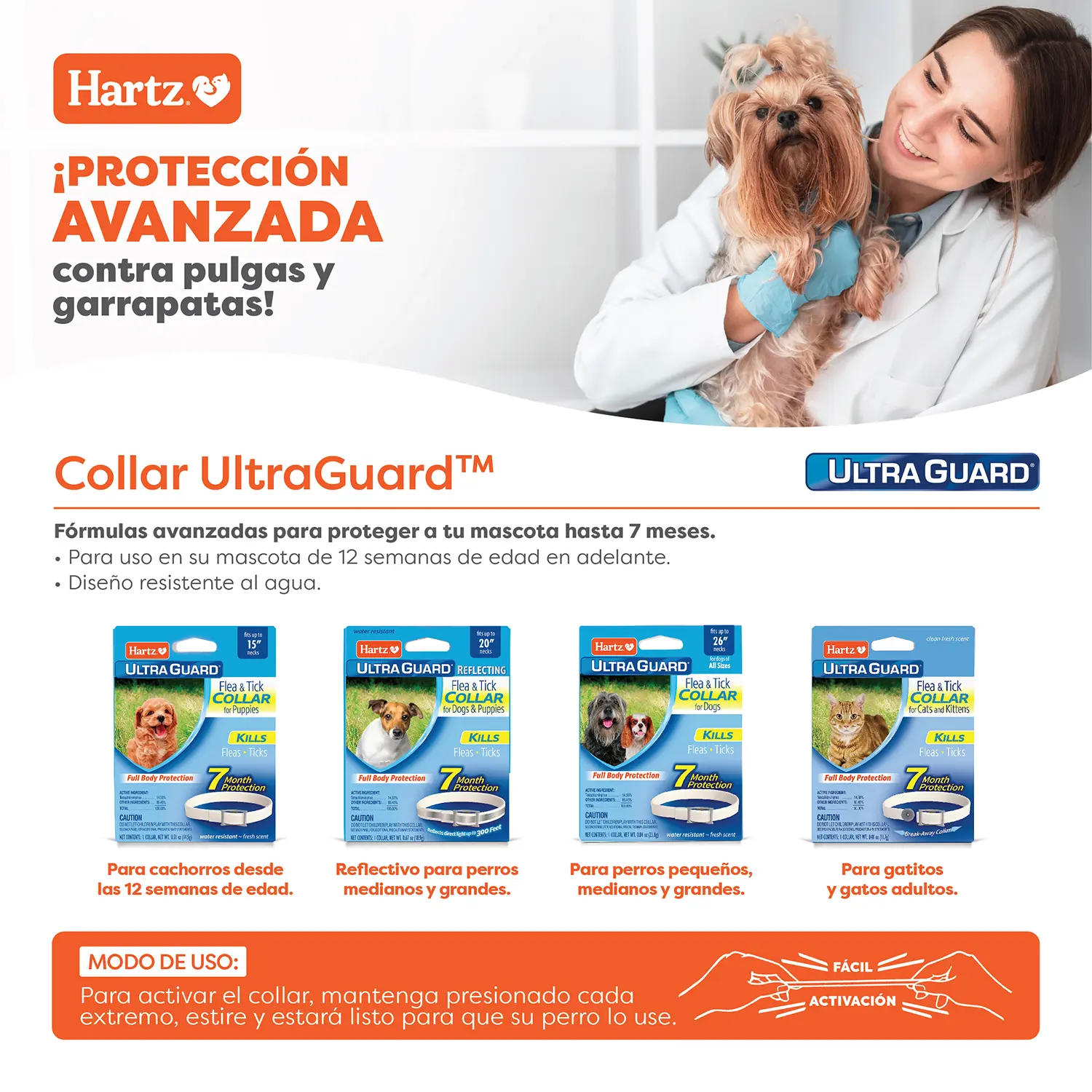 Collar Hartz Antipulgas Para Gatos Importado. Dura 7 Meses