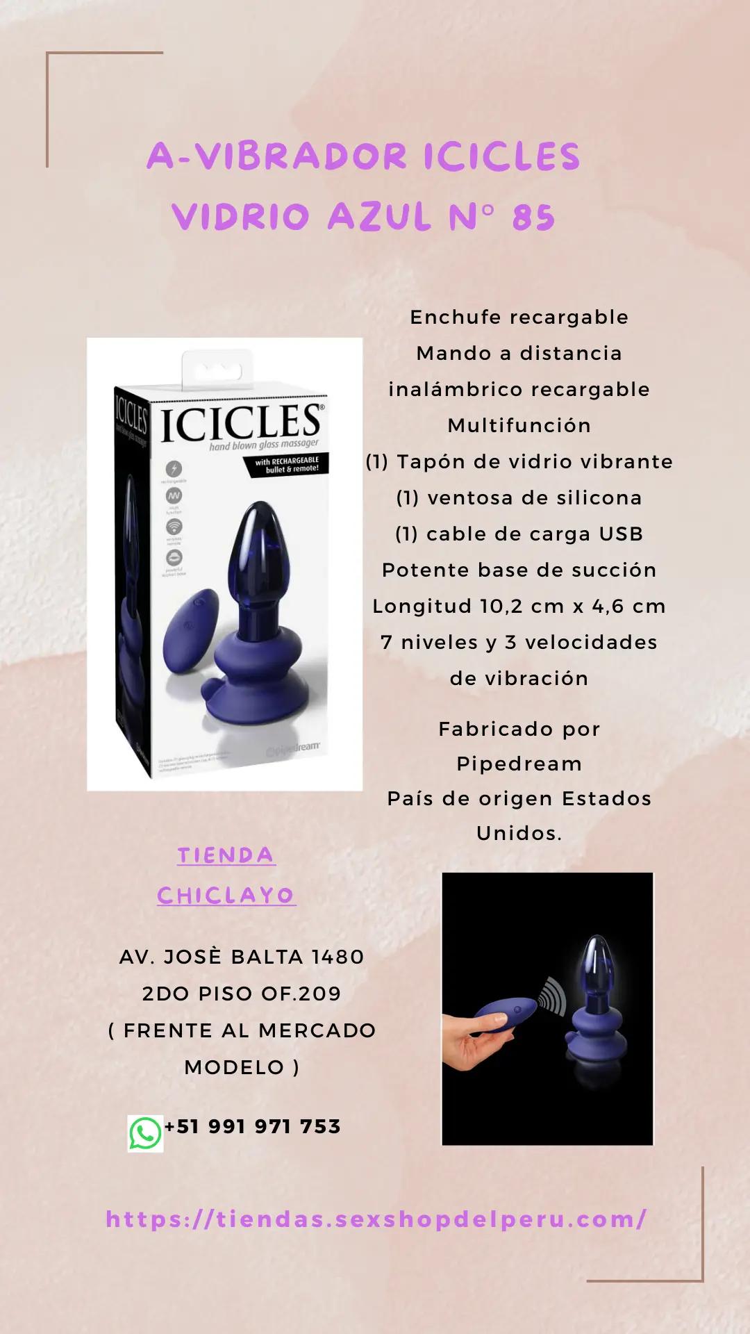 A-VIBRADOR ICICLES VIDRIO AZUL N 85